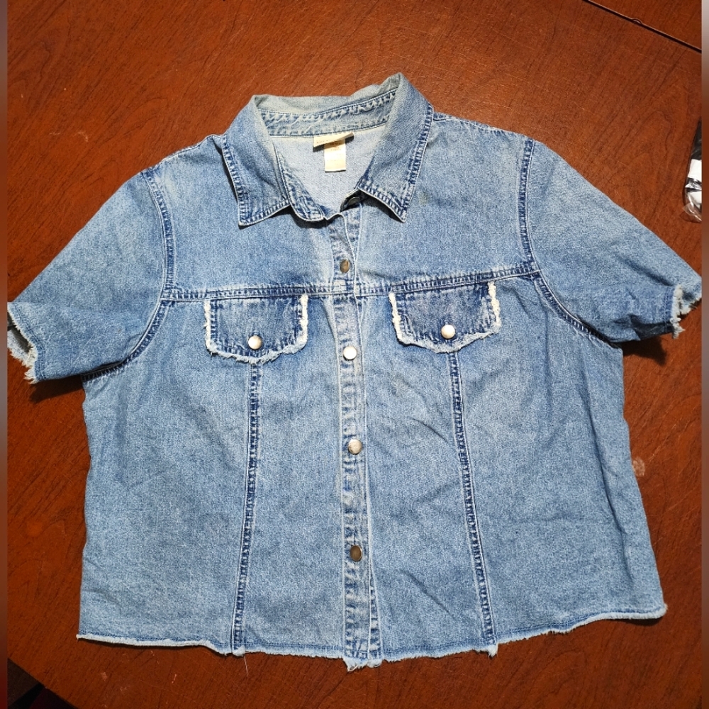 Expressions Vintage Blue Relaxed Fit Button Down Jeans Shirt
